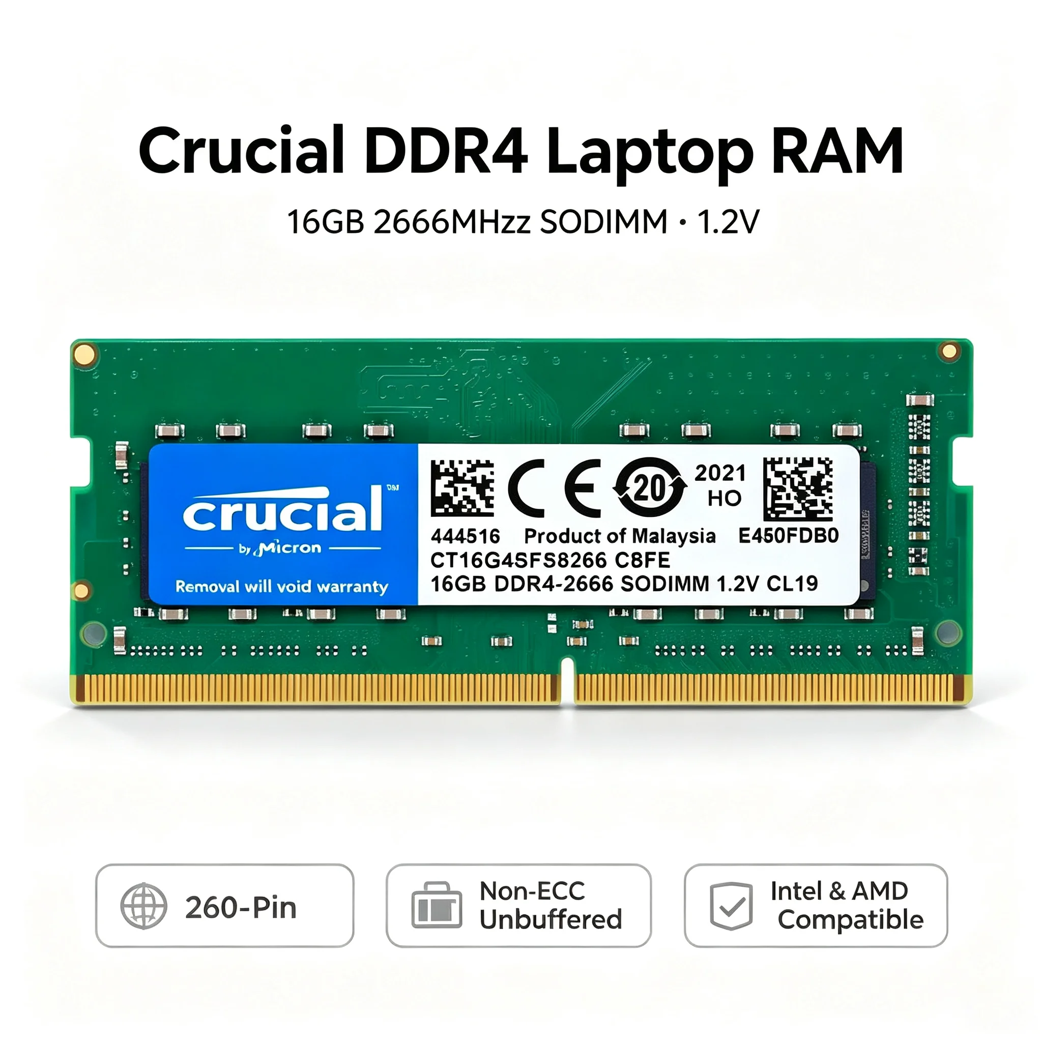 Crucial  1PCS/2PCS DDR4 Laptop - Ddr4 3200Mhz recension och pris