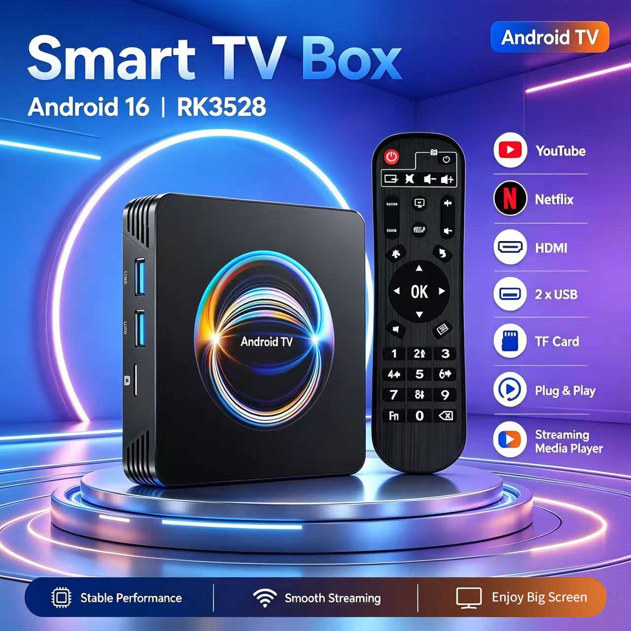 Android 16 X66 TV Box RK3528 Q - Ddr3 8Gb recension och pris